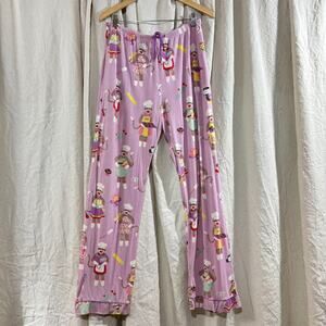 Nick & Nora Sock Monkey Baking Print Pajama Pants Lavender M